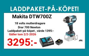 Makita DTW700Z Mutterdragare 18V + laddpaket-på-köpet !