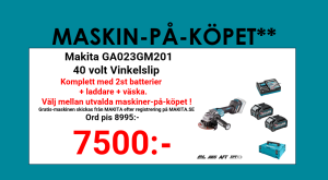 Makita GA023GM201 Vinkelslip 125mm 40V, komplett