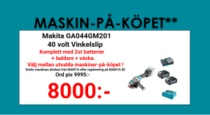 Makita GA044GM201 Vinkelslip 125mm X-lock 40V, Komplett