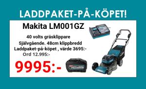 Makita LM001GZ01 Gräsklippare 40V • 48cm +laddpaket-på-köpet !