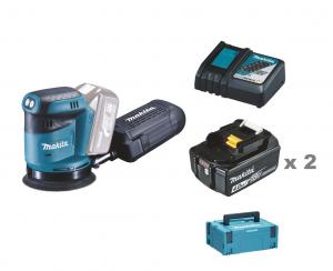 Makita DBO180RTJ Excenterslip 18V 125mm, komplett