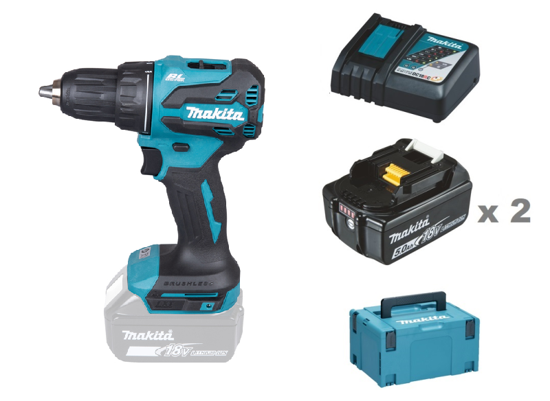 Makita DDF490RTJ Borrskruvdragare 18V, komplett