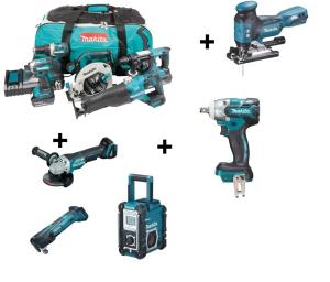 Makita DLX5032T superplus combokit (9 st maskiner i väska + Radio) +1st extra 5,0Ah-batteri-på-köpet! Värde 995:-