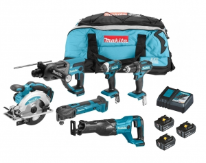 Makita DLX6038G Combokit 6,0Ah (6 st maskiner i väska) +1st extra 5,0Ab-batteri-på-köpet! Värde 995:-