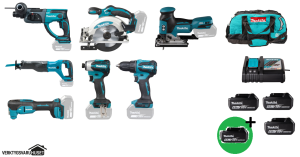 Makita DLX6141G PLUS Combokit 7 st maskiner & väska +1st extra 5,0Ah-batteri-på-köpet! Värde 995:-