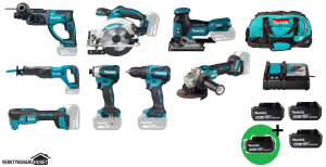 Makita DLX6141G PlusPlus Combokit 8 st maskiner & väska +1st extra 5,0Ah-batteri-på-köpet! Värde 995:-