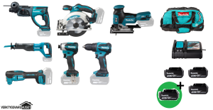 Makita DLX6141T PLUS Combokit 7 st maskiner & väska +1st extra 5,0Ah-batteri-på-köpet! Värde 995:-
