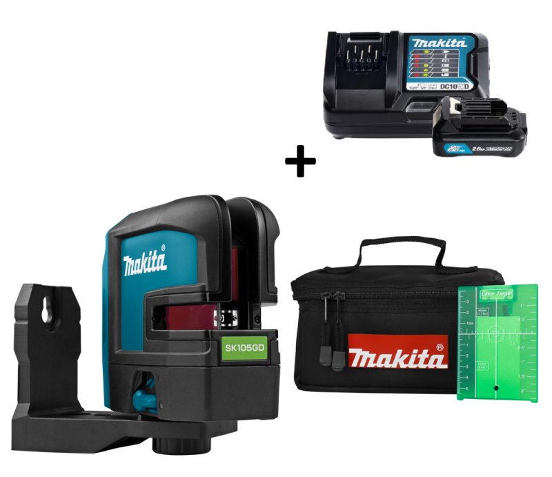 Makita SK105GDZ Krysslaser 12V (Grön) + laddpaket-på-köpet , Värde 1400:-