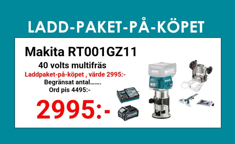 Makita RT001GZ11 Multifräs 40V + laddpaket-på-köpet , värde 2995:-