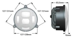 LED-strålkastare Rund 132mm 3-punkt Krom