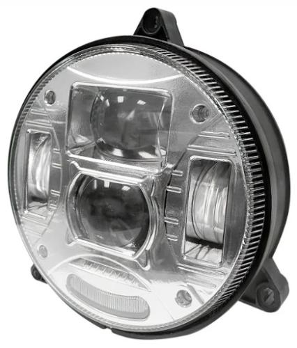 LED-strålkastare Rund 132mm 3-punkt Krom