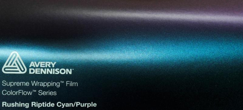 Avery Satin Rushing Riptide Cyan & Purple