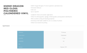 KPMF K50551 Dragon Red Gloss Skärvinyl 122cm