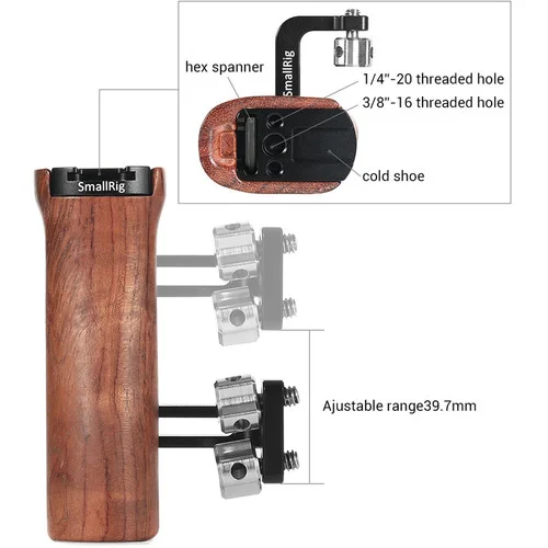 SmallRig Wooden Universal Sid Handtag HSN2093C