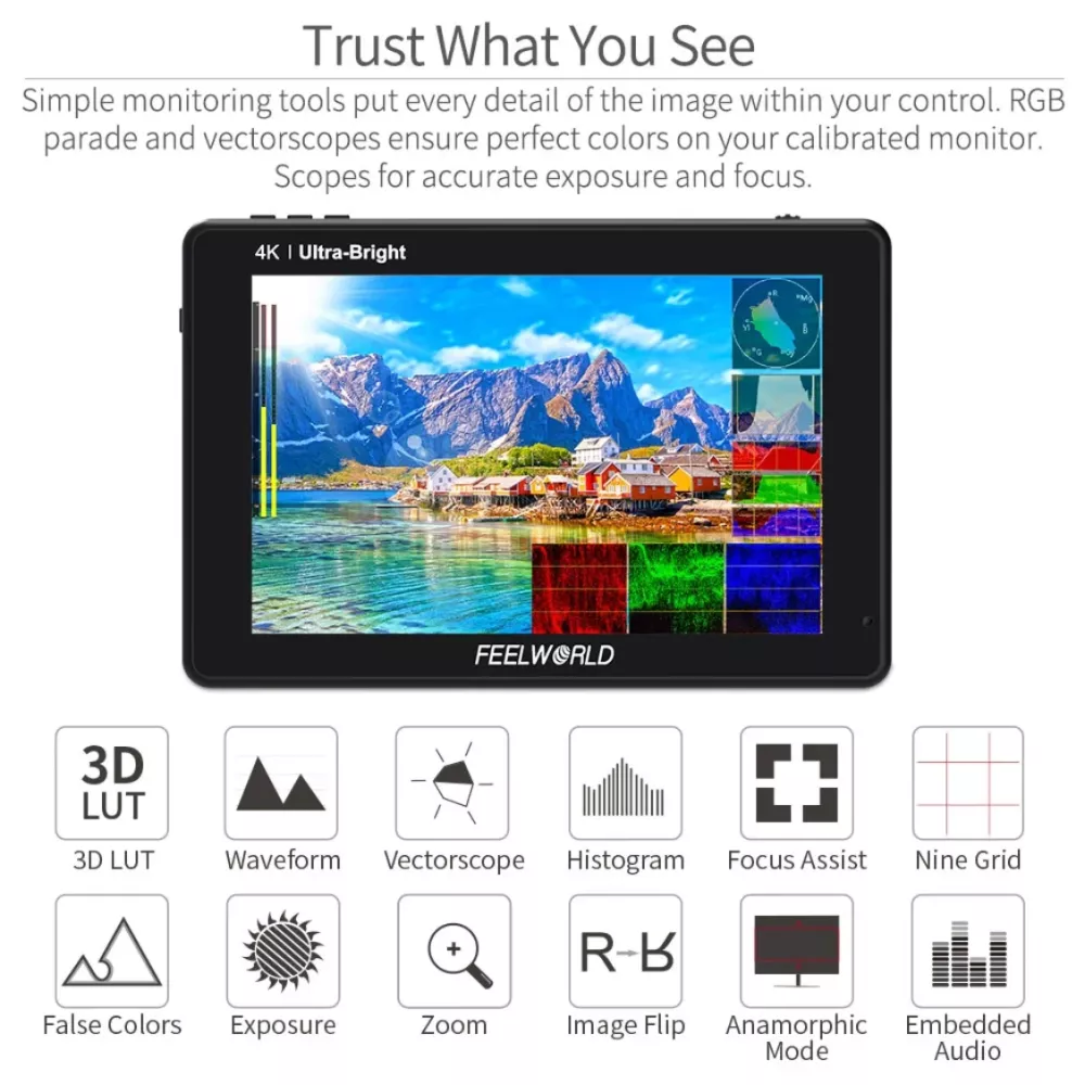 Feelworld LUT7 7" 3D LUT 4K HDMI Camera Monitor