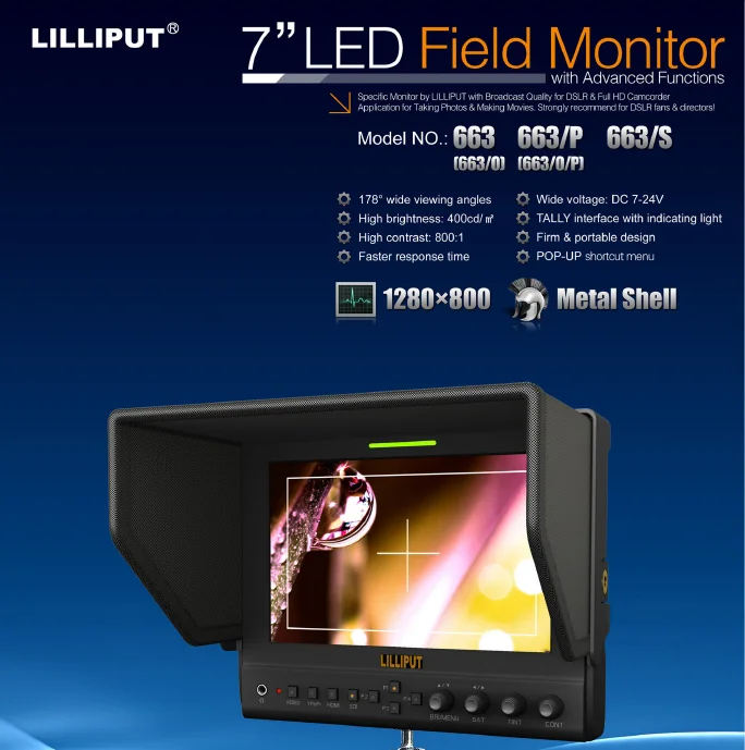 Dslr Monitor 7" Pro kit 663/O/P/S2 3g-Sdi +Case