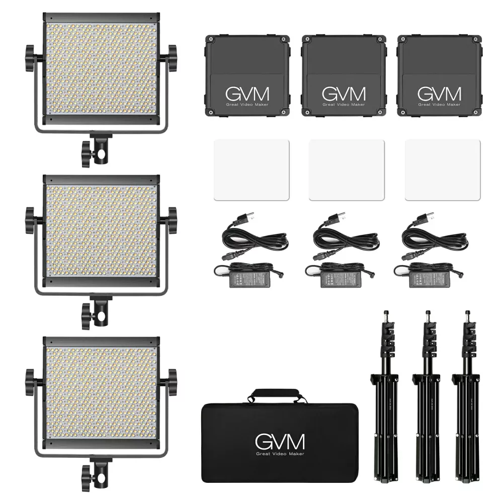 GVM 850D RGB LED Studio 3-Video Light Kit