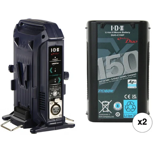 IDX V-mount Batteri Kit 2 x DUO-C150P + 1 x VL-2X