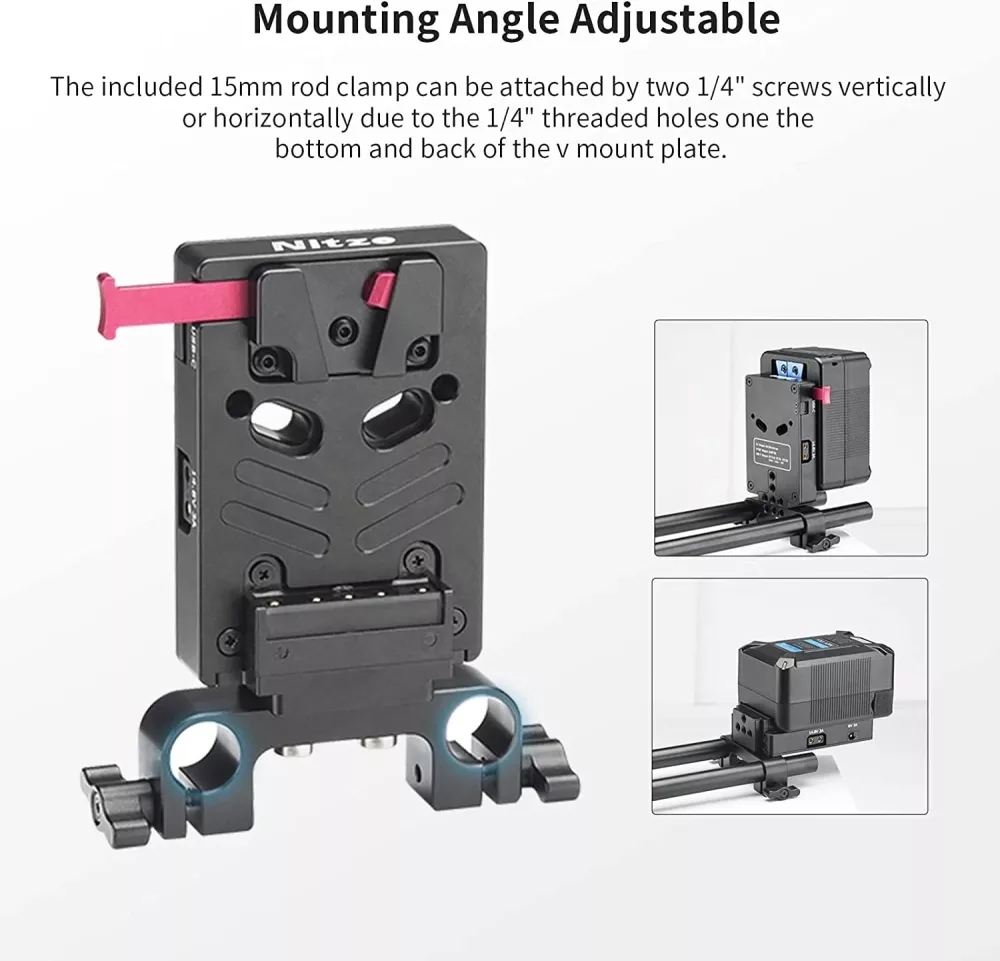 Nitze V-mount Battery Plate med  15mm Rod Clamp N21-D7