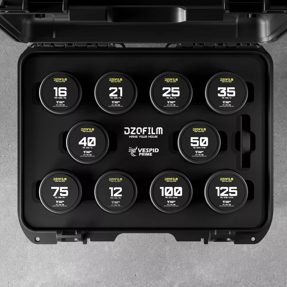 DZOFILM Vespid Prime Cine 10-Lens Kit-- 12/16mm T2.8+21/25/35/40/50/75/100/125mm T2.1 PL+EF mount