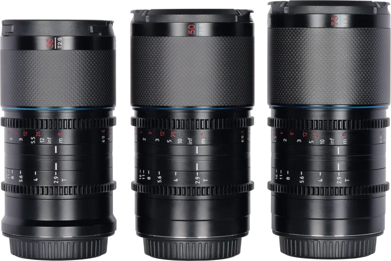 Sirui Anamorphic Lens Saturn Kit 35, 50 & 75mm T2.9 1.6x Carbon Fiber Full Frame