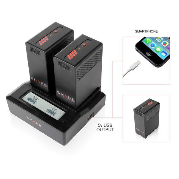 SHAPE BP-U65 Batteries with Dual LCD Charger for Sony