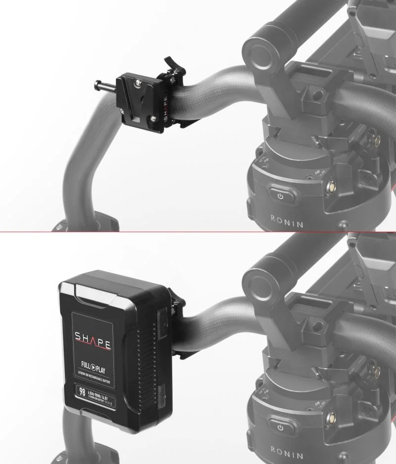 SHAPE Full Play 14.8V 98Wh Rechargeabel Lithium-Ion V-Mount Battery with V-Mount Battery Dock Clamp for 30mm Gimbal Handlebar