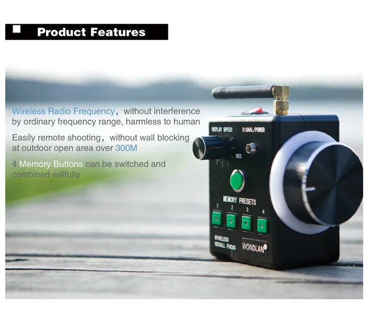 Langaton seurantatarkennus Wondlan Wireless Memonic Follow Focus