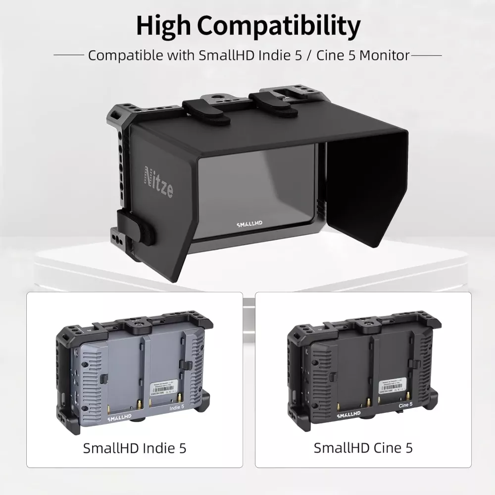 Nitze Cage Kit for SmallHD Indie 5 / Cine 5 Monitor with Sunhood - JT-S03B