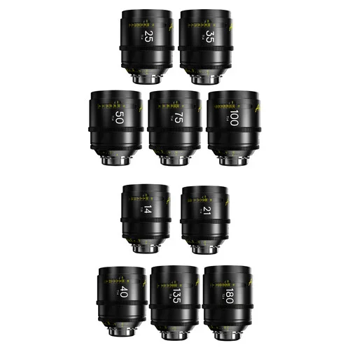 DZOFILM Arles 14/21/25/35/40/50/75/100/135/180mm FF/VV Prime Cine 10-Lens Kit PL