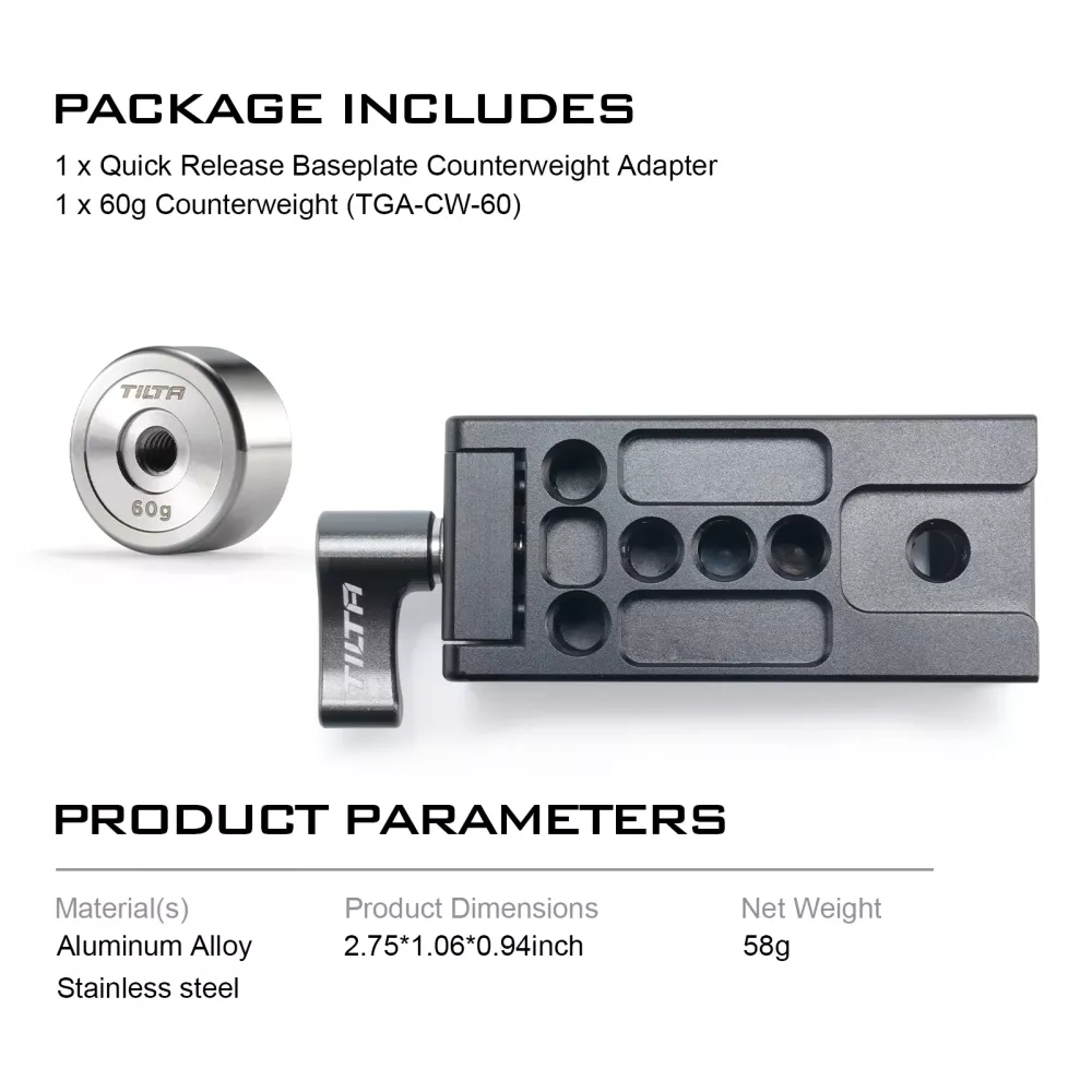 Tilta Quick Release Baseplate Counterweight Adapter
