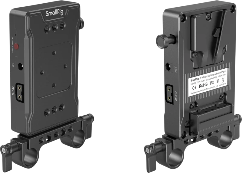 SmallRig 3498 Battery Adapter Plate V-Mount (Basic Version) with Dual Rod Clamp