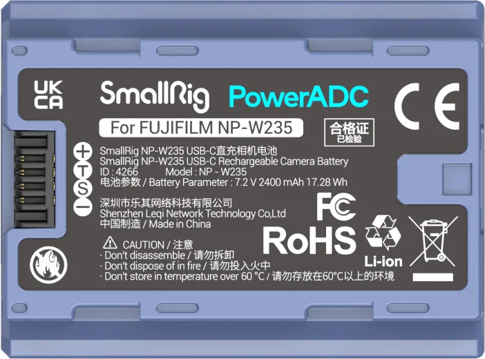 SmallRig 4266 Camera Battery USB-C Rechargable NP-W235