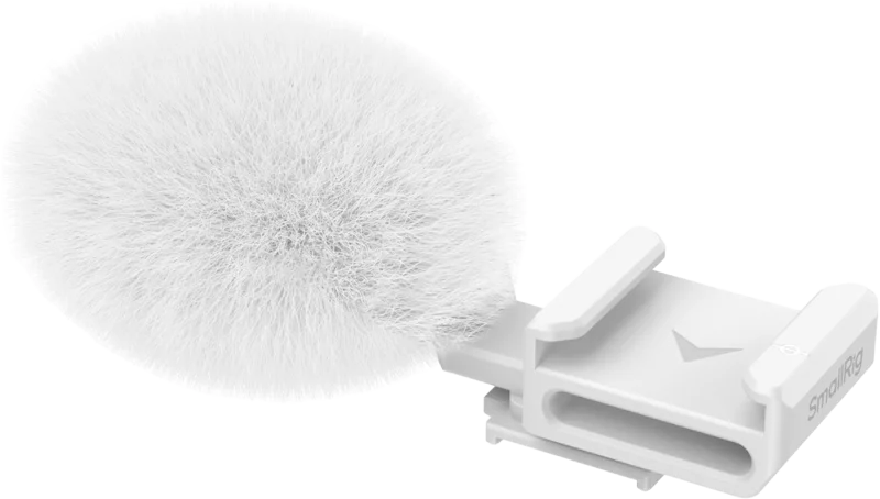 SmallRig 4734 Cold Shoe Adapter with Furry Windscreen for Sony ZV series cameras (white)
