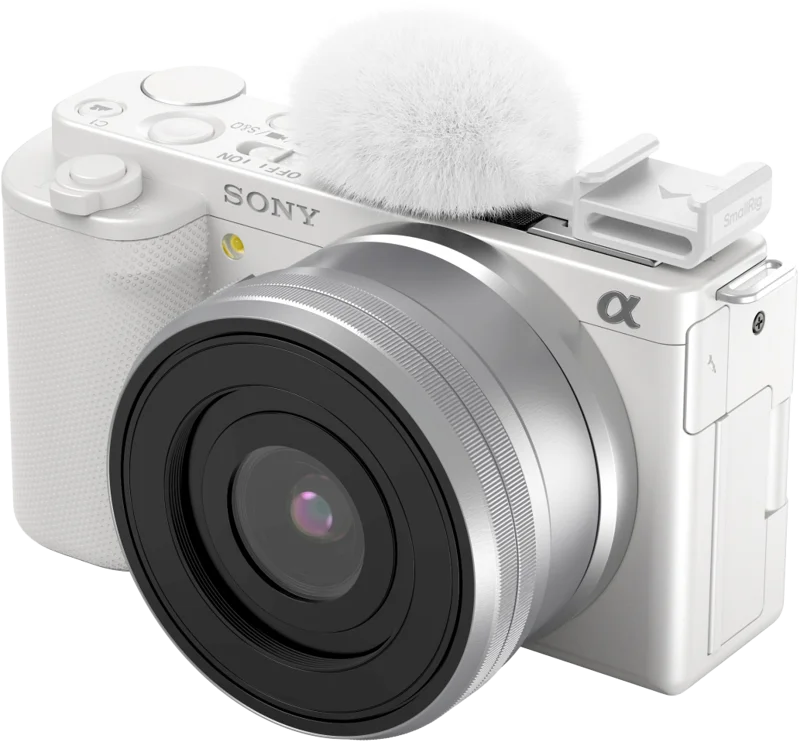 SmallRig 4734 Cold Shoe Adapter with Furry Windscreen for Sony ZV series cameras (white)