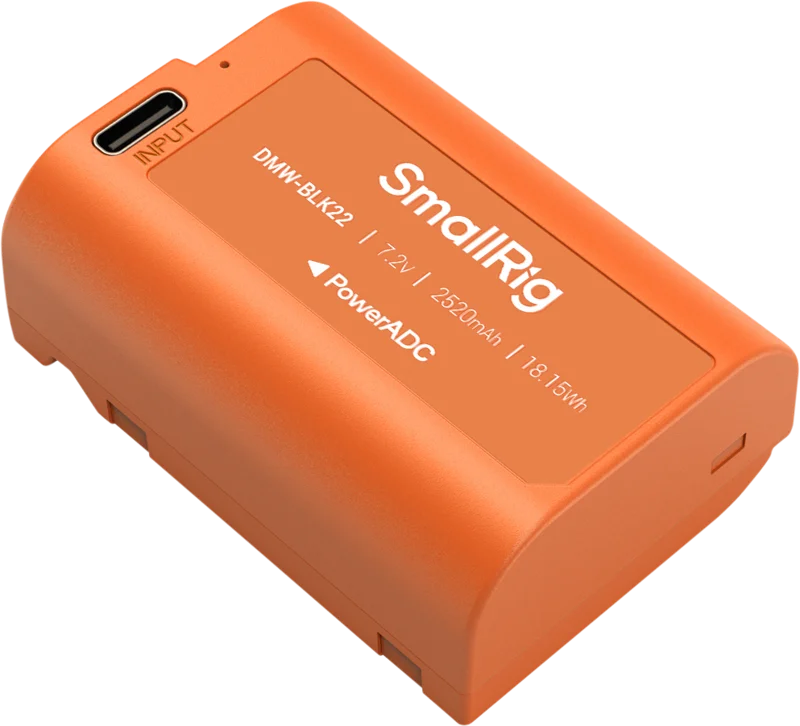 SmallRig 4979 Camera Battery USB-C Rechargeable DMW-BLK22 Orange