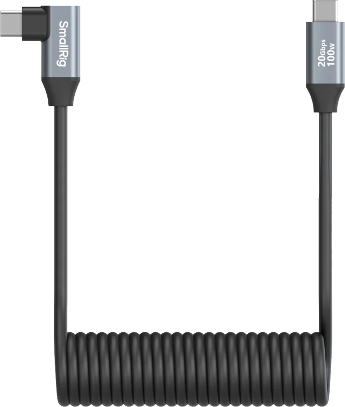 SmallRig 4792 USB-C Straight to USB-C Angled Coiled Data Cable