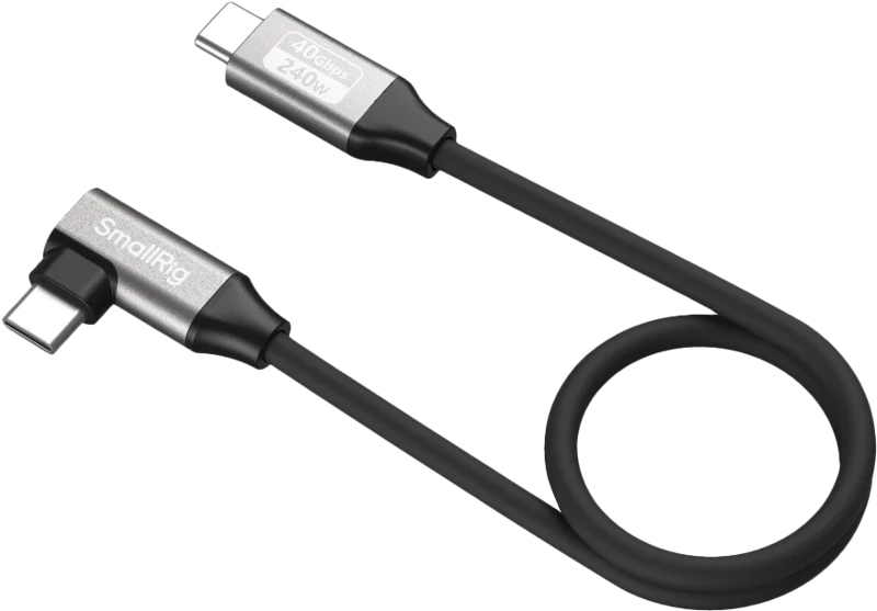 SmallRig 5075 USB-C Data Cable (Straight to Angled, 35cm (40Gbps + 240W + 8K)