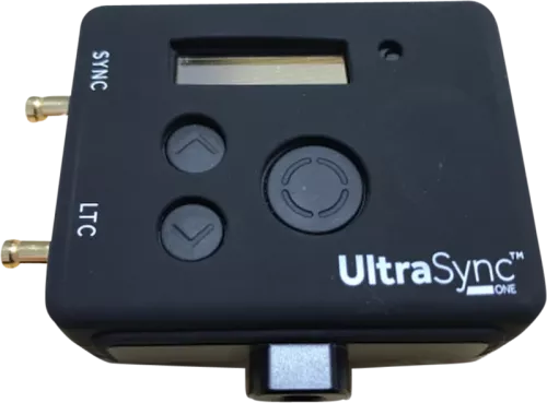 Atomos Black silicone case featuring 1/4″ mounting threads, designed to fit the UltraSync ONE.