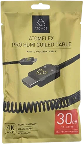 Atomos HDMI 4K60p Mini to Full 30cm die cast connector (60cm Extended)