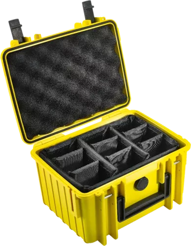 B&W Outdoor Cases Type 2000 Gul (m. avdelare)