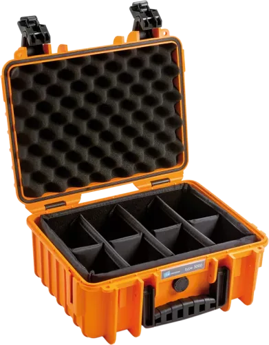 B&W Outdoor Cases Type 3000 Orange (m. avdelare)