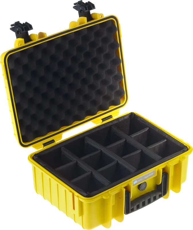 B&W Outdoor Cases Type 4000 Gul (m. avdelare)