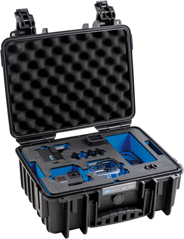 B&W Outdoor Cases BW Outdoor Case Type 3000 for 2 GoPro Hero 8, waterproof, black