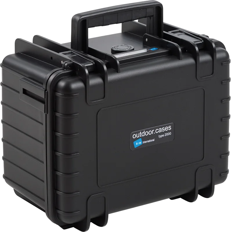 B&W Outdoor Cases BW Outdoor Case Type 2000 for GoPro Hero 12 (fits even GoPro Hero 9/10/11), charge-in-case, Black