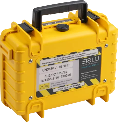B&W Outdoor Cases BW Outdoor Battery.case P908.08. Transport & Storage of defective lithium batteries, yellow