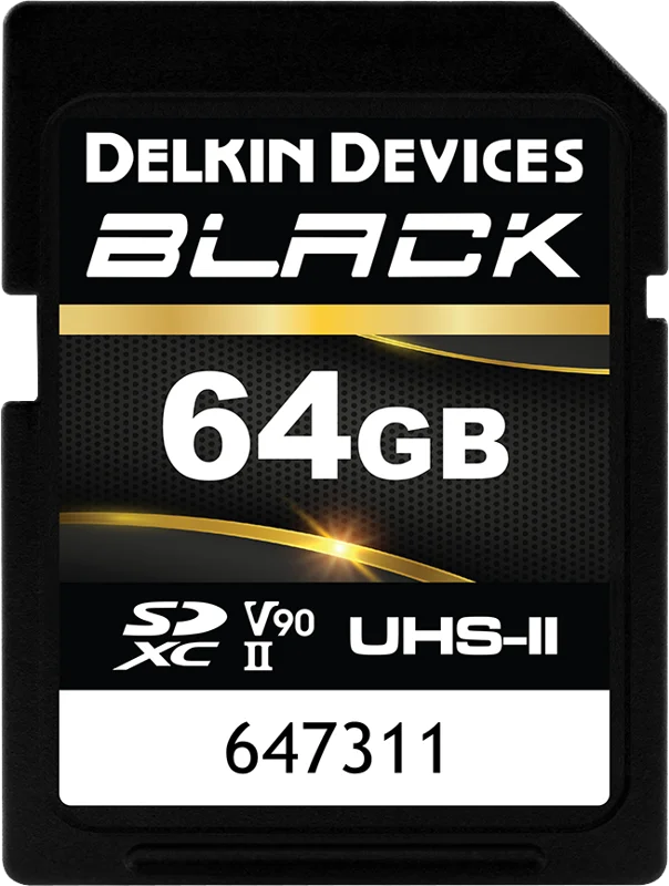 Delkin SDXC BLACK Rugged UHS-II R300/W250 (V90) 64GB (new)