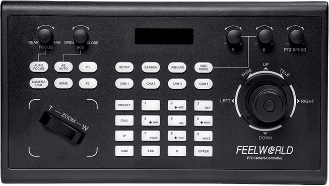 Feelworld KBC10 PTZ Camera Controller with Joystick and Keyboard Control LCD Display PoE Supported