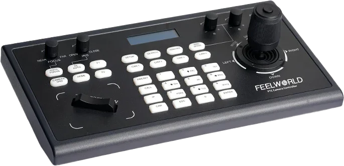 Feelworld KBC10 PTZ Camera Controller with Joystick and Keyboard Control LCD Display PoE Supported