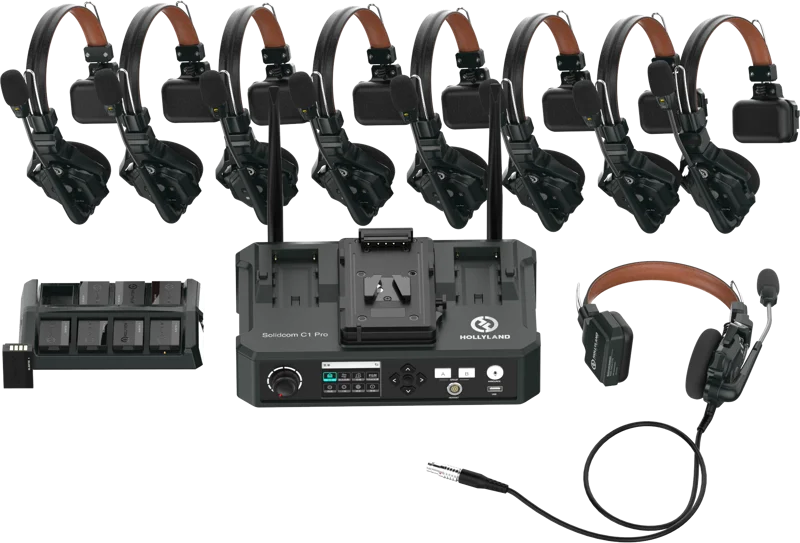 Hollyland Solidcom C1 Pro  Wireless Intercom System with 8 ENC headsets with Hub Station